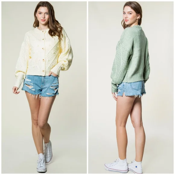 Very J Cream Cozy Chic Medium Chunky Knit Cardigan - Picture 7 of 10